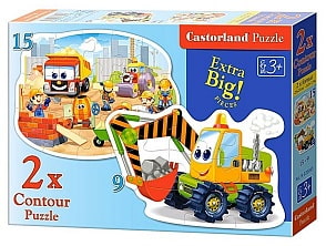 Пазлы Castorland - Строительная техника, 2 пазла, 9/15 элементов (Castorland, B-020065) 