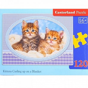 Пазл - Котята на одеяле, 120 midi элементов (Castorland, B-13111)