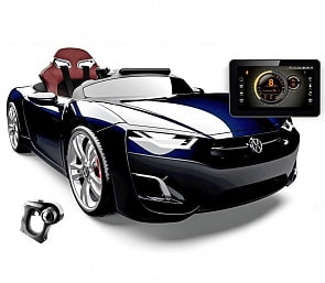 F830 электромобиль спорткар Broon Henes со встроенным планшетом Android 12V, черный (BROON Henes, 5132RT)