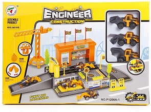 Паркинг Стройплощадка с машинками и аксессуарами (Наша Игрушка, P1206A-1)