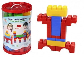Конструктор Jumbo Magic Blocks, 40 деталей, в ведре (Pilsan, 3216plsn)