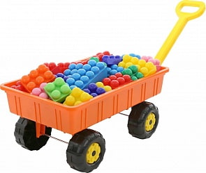 Набор №381: тележка Дачная + конструктор Великан 32 элемента (Полесье, 36377) (ассортимент)