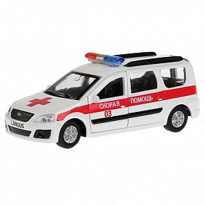 Модель Lada Largus скорая, 12 см, открываются двери, инерционный механизм (Технопарк, SB-16-47-A-WB)