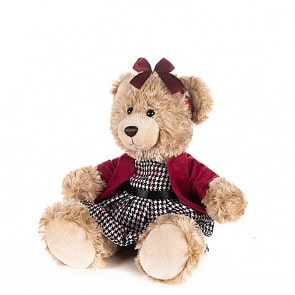 Мишка Моника в красном жакете и клетчатом платье, 20 см (MaxiToys, MT-GU092018-4-20)