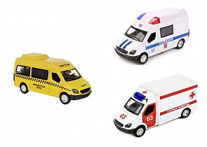 Городские службы 12 см, машина металлическая инерционная, свет и звук, открываются двери, 3 вида (Технопарк, FY5058-S) (ассортимент)