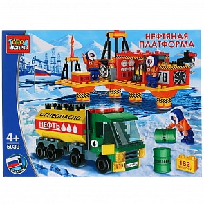Конструктор - Нефтяная платформа с фигурками, 182 детали (Город мастеров, 5039-KK)