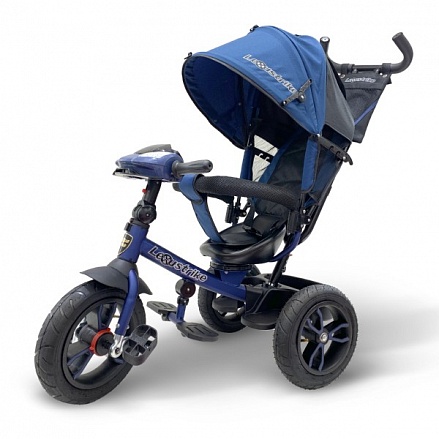 Велосипед 3-колесный темно-синий Lexus trike, надувные колеса 12 и 10', светомузыкальная панель, поворотное сиденье, регулируемая спинка 