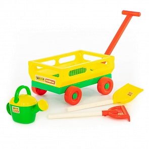 Набор №482: тележка с ручкой №2, лопата №15, грабли №15, лейка №8 (Полесье, 45706)