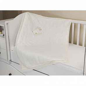 Плед вязанный UPS PUPS USNS14-01 с аппликацией Домик, 95*115 (акрил, бежевый)