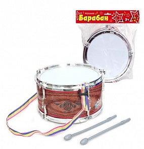 Барабан 21 см. с 2 палочками, пакет с хедером (Тилибом, Т80603)