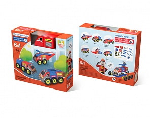Магнитный конструктор - Пожарная техника, 6-в-1 (Magneticus, BLO-002-01)