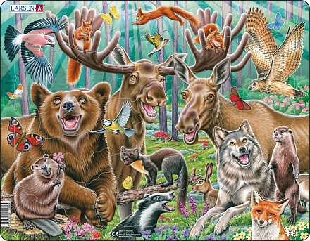 Пазл - Счастливые лесные животные, 42 детали 