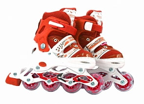 Коньки роликовые, переднее колесо со светом, M, 35-38, красные (Navigator, Т14950)