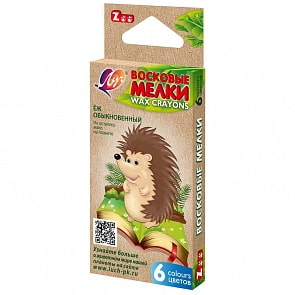 Карандаши восковые, шестигранные, 6 цветов (Луч, 12С864-08)