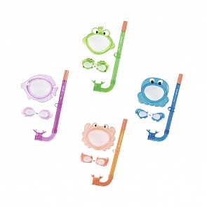 Набор для ныряния - Обитатели моря, маска, очки, трубка, 4 дизайна (Bestway, бв24019)