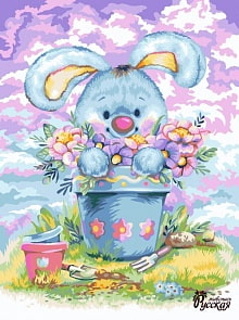 Рисование по номерам на холсте - Зайка в горшочке, размер 40 х 50 (Фабрика Творчества, S032)