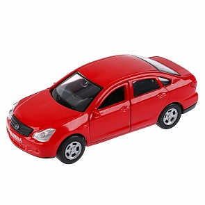 Машина металлическая Nissan Almera 12 см., открываются двери, инерционная, красная (Технопарк, SB-17-47-NA(R)-WB)