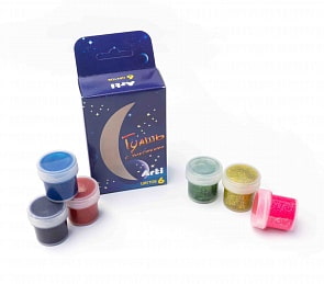 Краски гуашевые с блестками, 6 цветов по 10 мл, 60 мл (Arti, К000272)