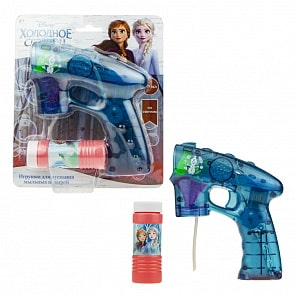 Пистолет с мыльными пузырями из серии Холодное сердце, прозрачный, световые эффекты (1toy, Т17307)