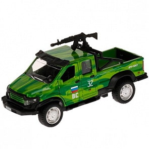 Машина ГАЗ Вепрь 12,5 см двери открываются с пулеметом металлическая инерционная (Технопарк, VEPRNEXT-12GUN-MILGN)