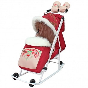 Санки-коляска Стар - Восточный узор, бордовые (RT, 5077RT)