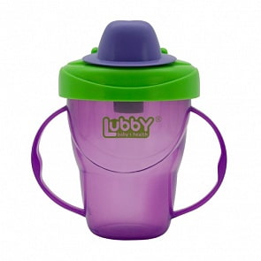 Поильник-непроливайка с ручками – Классика, твердый носик, 175 мл, фиолетовый (Lubby, 7293/144/12_фиолетовый)