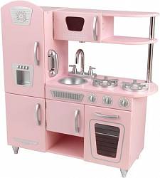 Кухня детская из дерева - Винтаж, цвет розовый (Pink Vintage Kitchen) (KidKraft, 53179_KE) - миниатюра