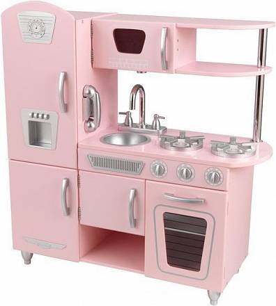 Кухня детская из дерева - Винтаж, цвет розовый  