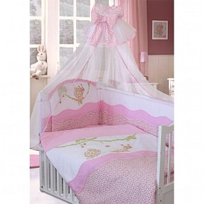 Комплект в кроватку – Улыбка, 7 предметов, розовый (Золотой Гусь, 1596-z)