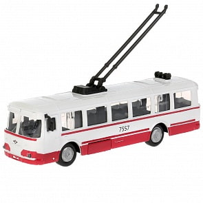 Троллейбус, 15 см, открываются двери, инерционный механизм (Технопарк, SB-18-33-WB)