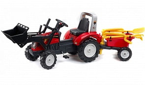 Педальный трактор-экскаватор Falk с прицепом, красный, 210 см (Falk, FAL 1051RMveg)