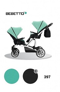 Детская прогулочная коляска Bebetto 42 Sport для двойни, шасси белая/BIA, цвет – 397 (Bebetto, WB137_397)