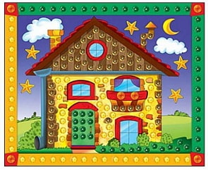 Мозаика из пайеток А4 - Домик (Рыжий кот, М-4349)