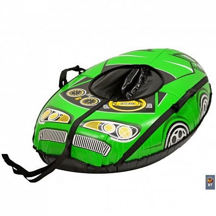 Санки надувные, овальные – Тюбинг Машинка Best Racer, зеленая 