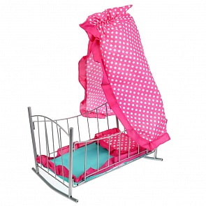 Кроватка металлическая с балдахином, подушкой и матрасом (Карапуз, MB-2-19-C1)