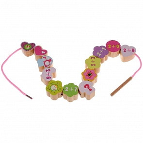 Бусы деревянные на шнуровке с цифрами (Буратино, W0116)