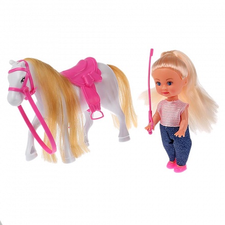 Кукла Машенька наездница 12 см, в комплекте лошадка 