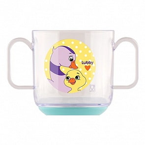 Tренировочная кружка - Веселые животные, 150 мл, голубой (Lubby, 13951/192/12_голубой)