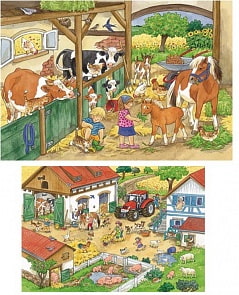 Пазл - День на ферме, 2 пазла по 24 детали (Ravensburger, 09195)