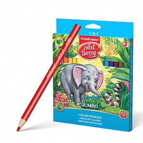 Карандаши цветные Artberry толстые 12 цветов, треугольные – Джамбо с точилкой (Erich Krause, 32474EK)