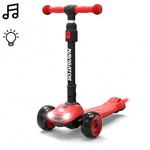Самокат 3х колесный - Navigator управление наклоном светящиеся PU колеса (1Toy, Т17065)