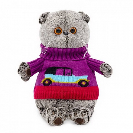 Мягкая игрушка – Басик в свитере с машинкой, 22 см 