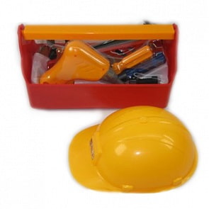 Набор строительных инструментов с каской в пластиковом ящике (B619660)