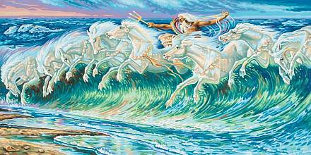 Репродукция для раскрашивания «Лошади Нептуна» Вольтер Крейн, 40х80 см 