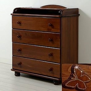 Комод детский Гандылян КО-2003-1 Аистенок с декором Бабочка орех (Gandylyan, GAN-КО 2003-1_орех)