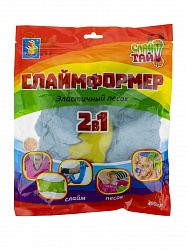 Эластичный песок с 1 формочкой - Слаймформер, голубой, 400 г (1toy, Т16543LВ) - миниатюра