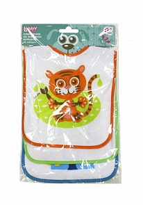 Набор больших нагрудных фартуков на завязках - В мире животных, от 3 месяцев (Lubby, 14070/72/12)