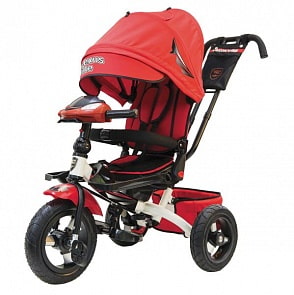 Велосипед 3-колесный Ltsport цвет – красно/белый, с резиновыми надувными колесами 12 и 10 дюймов, складной руль, светомузыкальная панель (Lexus Trike, T400M2S-N1210-RED+WHITEsim)
