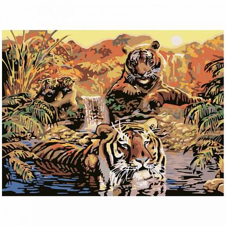 Раскраски по номерам- Картина «Семья тигров», 40 х 50 см. 