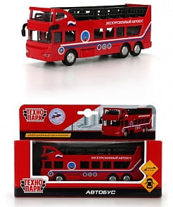 Металлический двухэтажный автобус, 15 см (Технопарк, SB-16-21sim)